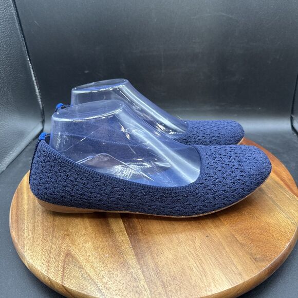 Rothy’s The Max Square Womens Size 9 Flats Deep Navy Blue Crochet Slip On Shoes - Picture 3 of 8